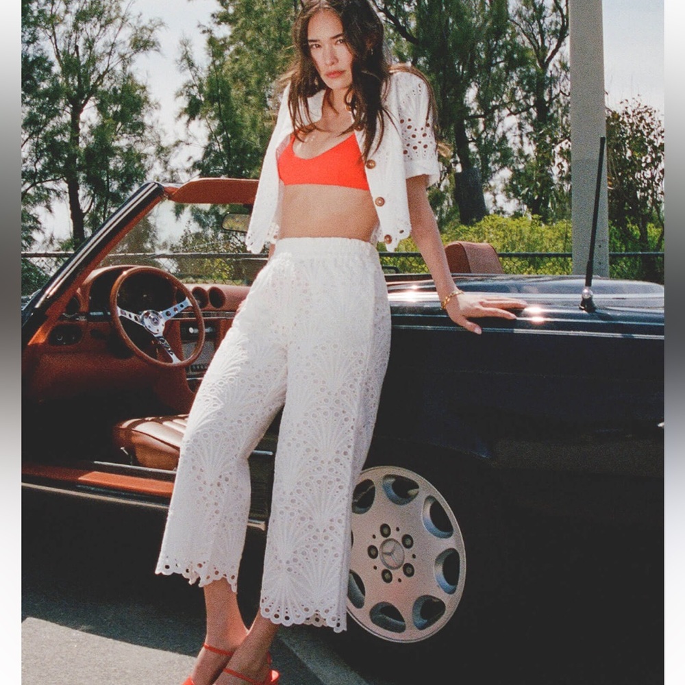 NWT Andie The Suasi Crop Pants in Eyelet White, size S